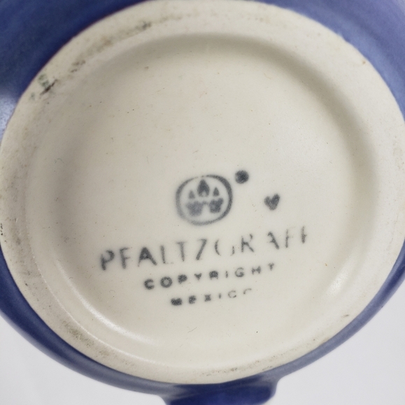 NWOT PFALTZGRAFF Villa Flora Blue Leaves Stoneware Coffee Mugs Set of 4 - Picture 6 of 12
